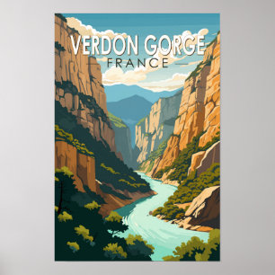 Affiche Gorges du Verdon France Voyage Art Rétro