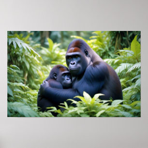 Affiche Gorilla Animal Nature Faune Affection Soin