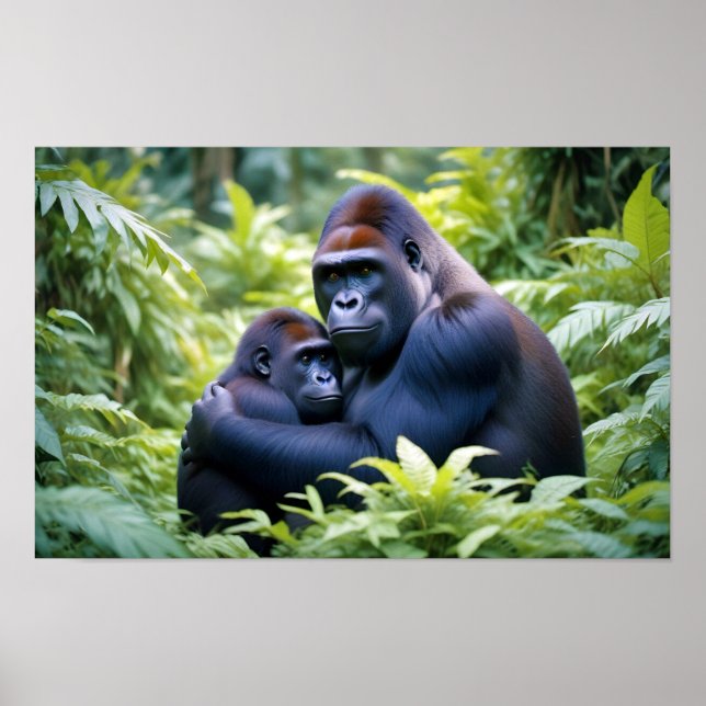 Affiche Gorilla Animal Nature Faune Affection Soin (Devant)