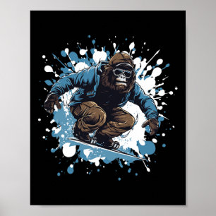 Affiche Gorilla Animal Snowboard Sports Snowboard