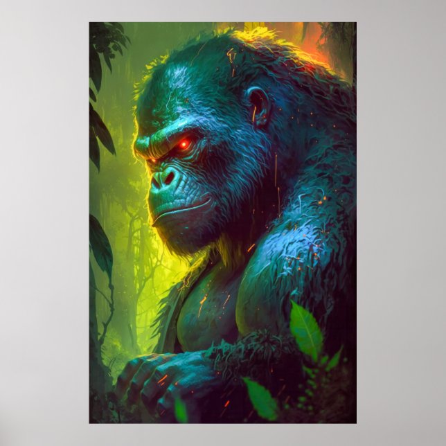 Affiche Gorilla Ape Animal Portrait Peinture Faune libre (Devant)