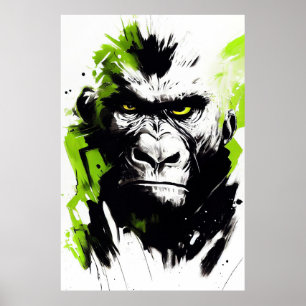 Affiche Gorilla Ape Nature sauvage Esprit libre Peinture A
