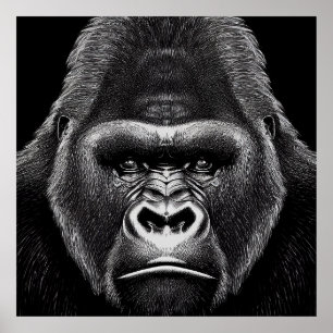 Affiche Gorilla Ape Nature sauvage Illustration d'animal A