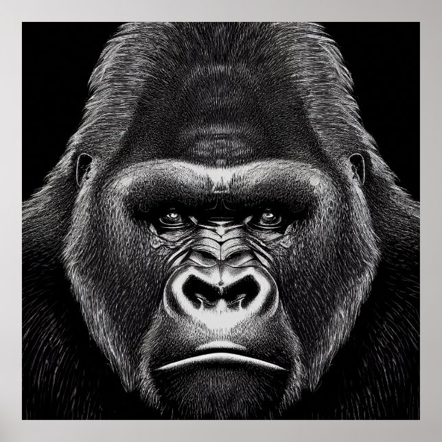 Affiche Gorilla Ape Nature sauvage Illustration d'animal A (Devant)