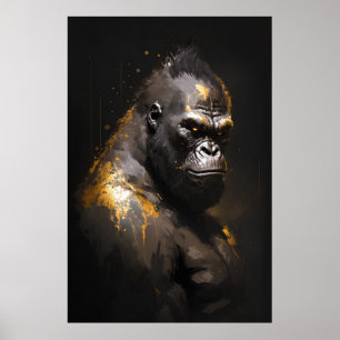 Affiche Gorilla Ape Portrait Animal Nature Faune Esprit
