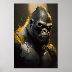 Affiche Gorilla Ape Portrait Animal Nature Faune Esprit