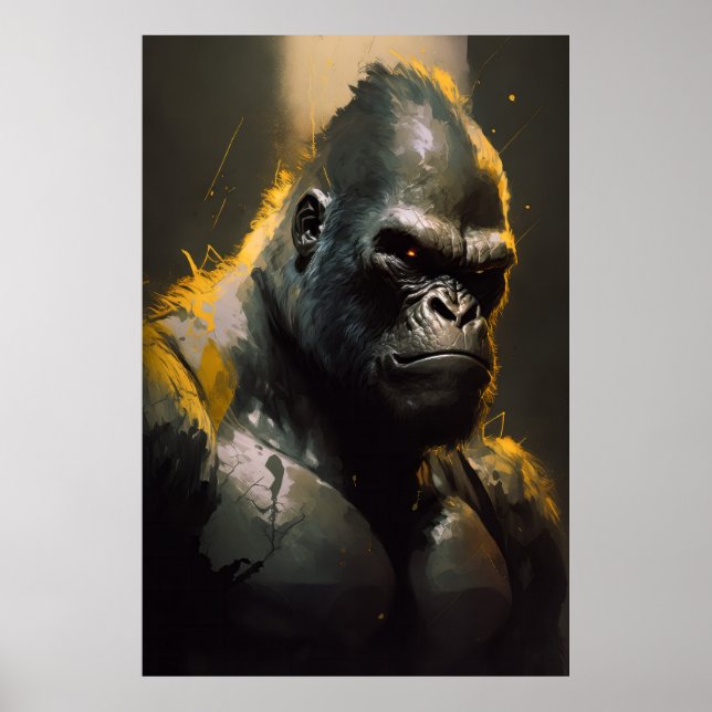 Affiche Gorilla Ape Portrait Animal Nature Faune Esprit (Devant)