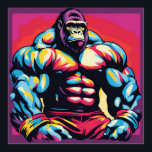 Affiche Gorilla Bodybuilder Lifter Pop Art Dessin<br><div class="desc">Digital Computer Animal Art - College Pop Art - Wild Animal Computer Images</div>