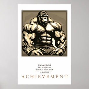 Affiche Gorilla Bodybuilder Motivational Sepia