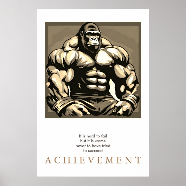 Affiche Gorilla Bodybuilder Motivational Sepia (Devant)