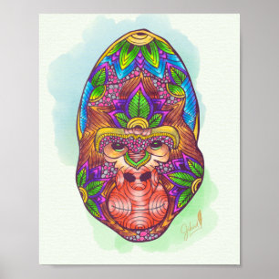 Affiche Gorilla couleur main