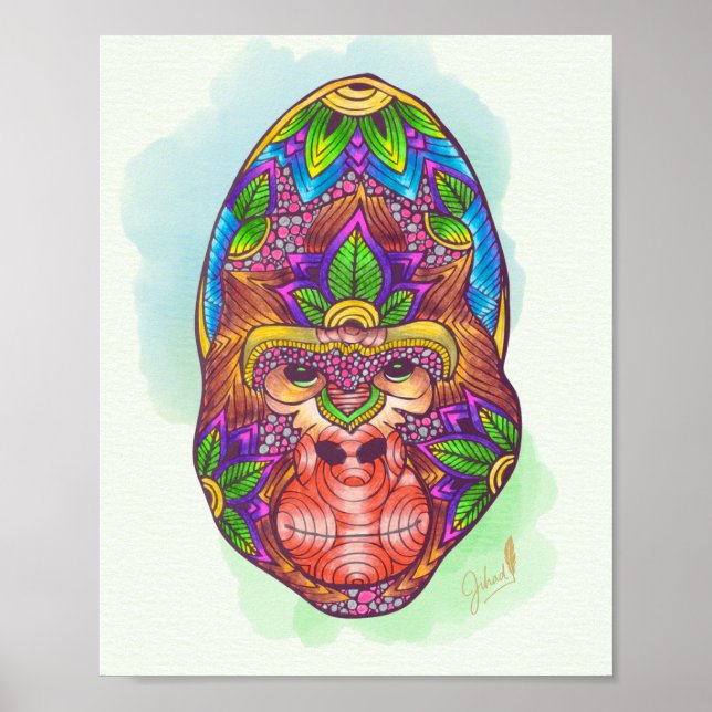 Affiche Gorilla couleur main (Devant)