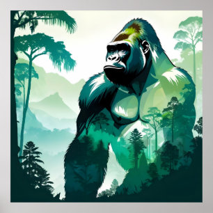Affiche Gorilla Faune Animaux Nature Environnement Jungle