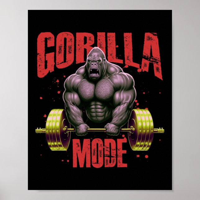 Affiche Gorilla Mode Weightlifting Gym Bodybuilding Workou (Devant)