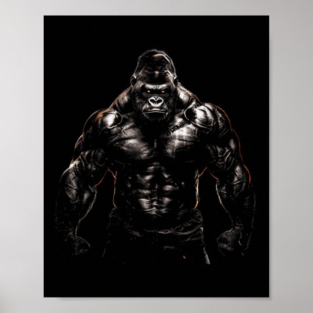 Affiche Gorilla Monkey Gym Porter Bodybuilding Workbuildin (Devant)