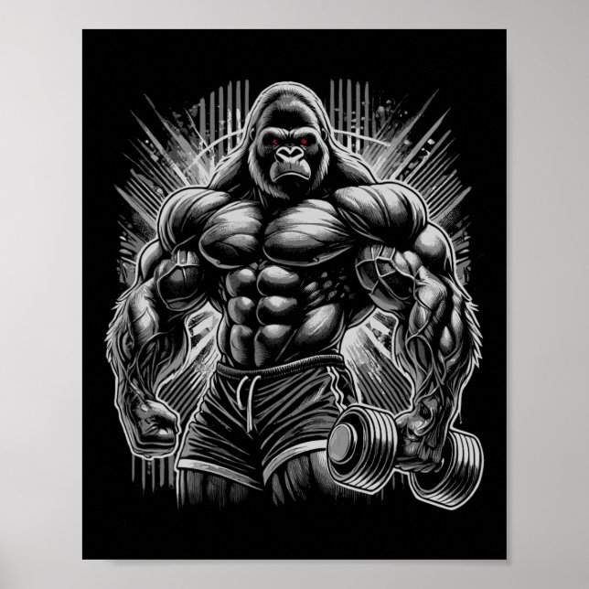 Affiche Gorilla Monkey Gym Wear Bodybuilding Workout Motiv (Devant)