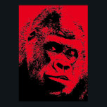 Affiche Gorilla Red Black Pop Art<br><div class="desc">Digital Computer Animal Art - College Pop Art - Wild Animal Computer Images</div>
