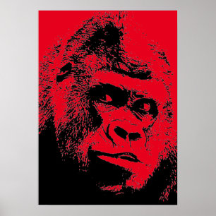 Affiche Gorilla Red Black Pop Art