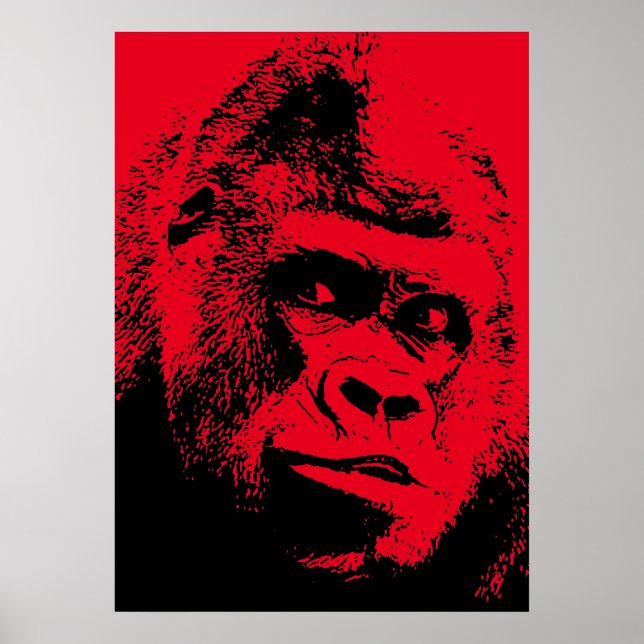 Affiche Gorilla Red Black Pop Art (Devant)