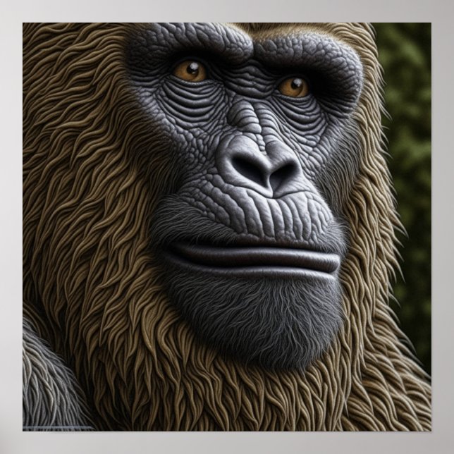 Affiche Gorille, Bigfoot ou Sasquatch gros plan sur le vis (Devant)