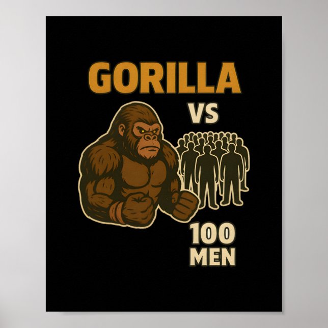 Affiche Gorille contre 100 hommes bataille épique (Devant)