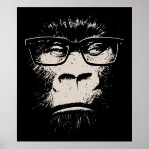 Affiche Gorille de hippie avec des verres