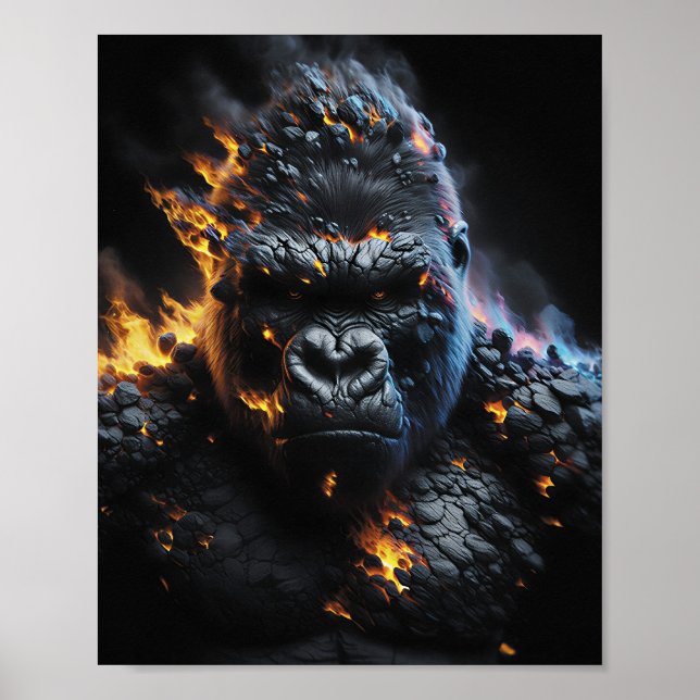 Affiche Gorille de l'Enfer – Bête de lave ardente Art numé (Devant)