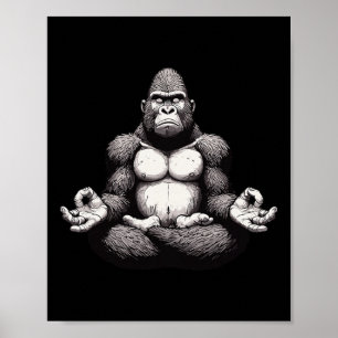 Affiche Gorille de méditation Yoga Pose Animal relaxant
