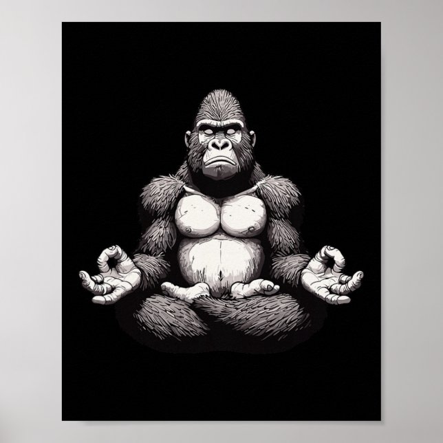 Affiche Gorille de méditation Yoga Pose Animal relaxant  (Devant)