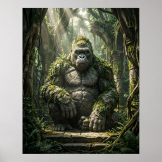 Affiche Gorille de Pierre Art Monolithique Jungle