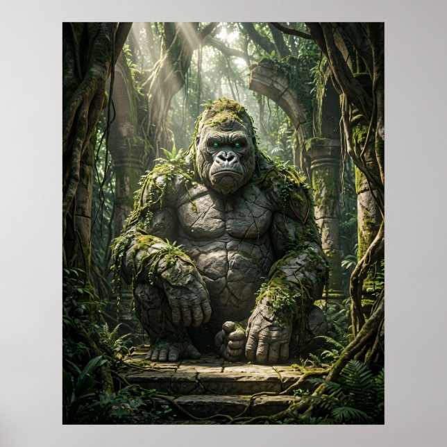 Affiche Gorille de Pierre Art Monolithique Jungle (Devant)
