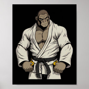 Affiche Gorille En Keikogi - Karateka Japonais