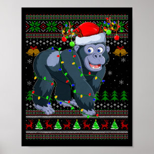 Affiche Gorille Mauvais T-shirts de Noël Fête Santa Mignon