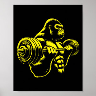 Affiche Gorille Singe Gymnastique Musculation Culturisme W