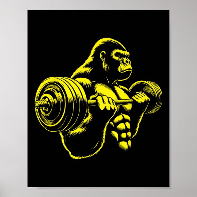 Affiche Gorille Singe Gymnastique Musculation Culturisme W (Devant)