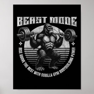 Affiche Gorille soulève haltère - Forme physique 