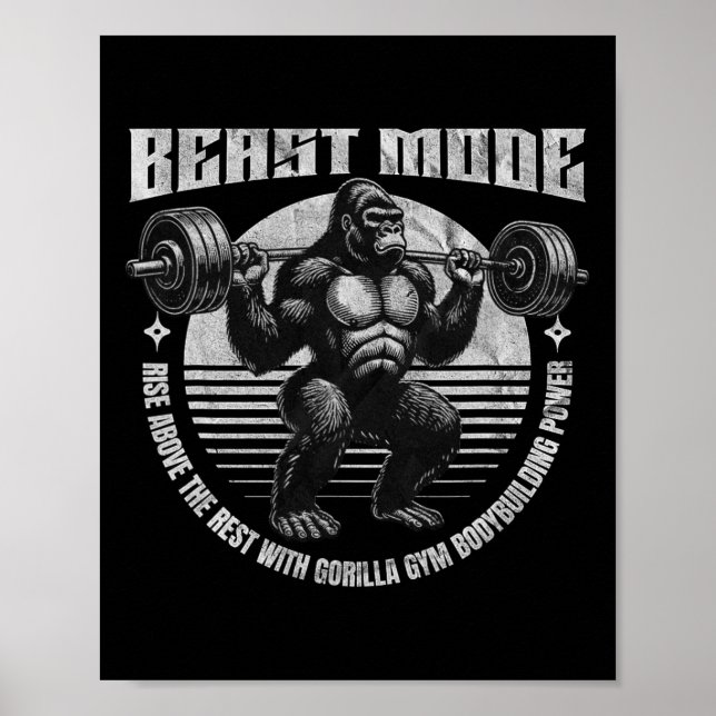 Affiche Gorille soulève haltère - Forme physique  (Devant)