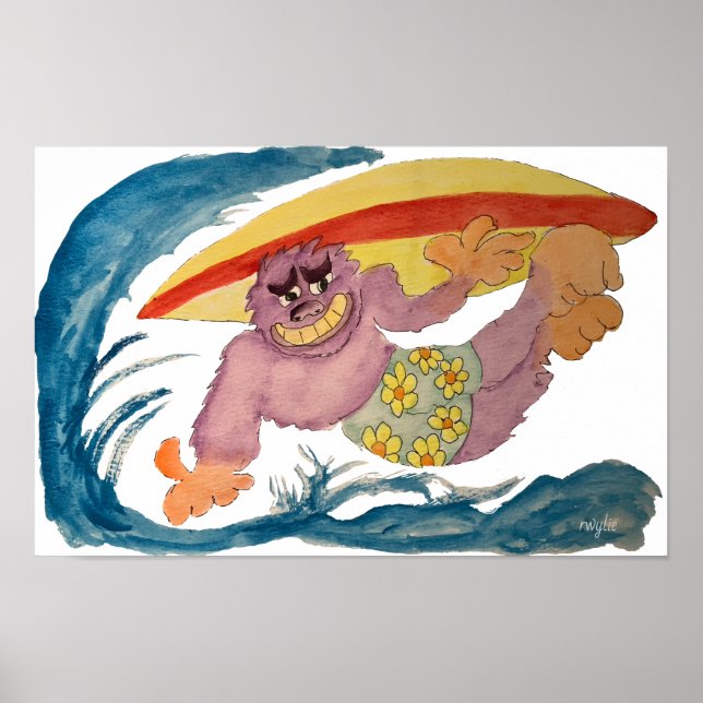 Affiche Gorille Surfeur (Devant)