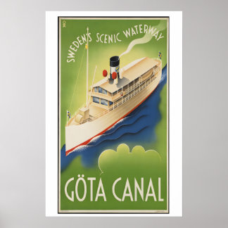 Affiche Göta Canal Sweden's Scenic Waterway Vintage Travel
