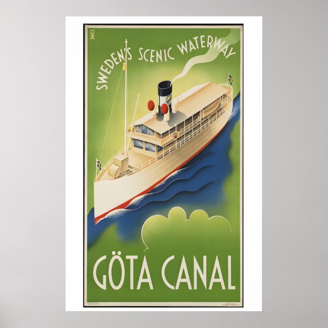 Affiche Göta Canal Sweden's Scenic Waterway Vintage Travel (Devant)