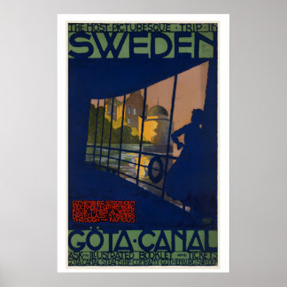 Affiche Göta Canal The Most Picturesque Sweden Vintage