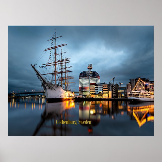 Affiche Göteborg, Suède la nuit (Devant)