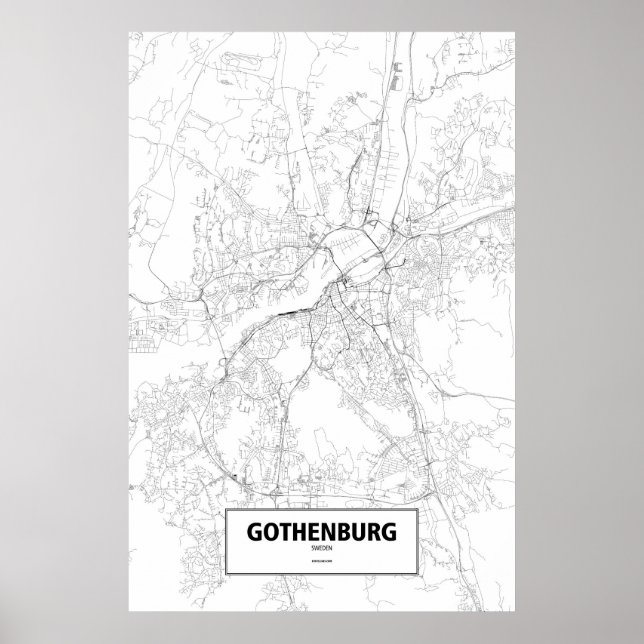 Affiche Göteborg, Suède (noir sur blanc) (Devant)