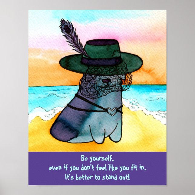 Affiche Goth Beach Corgi "Sois toi-même" (Devant)