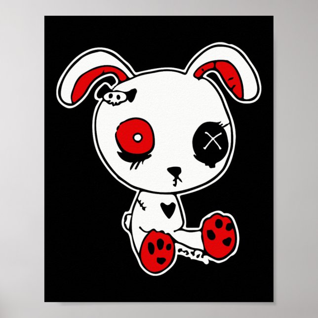 Affiche Goth Bunny Lazy Costume d'Halloween Scary Gothique (Devant)