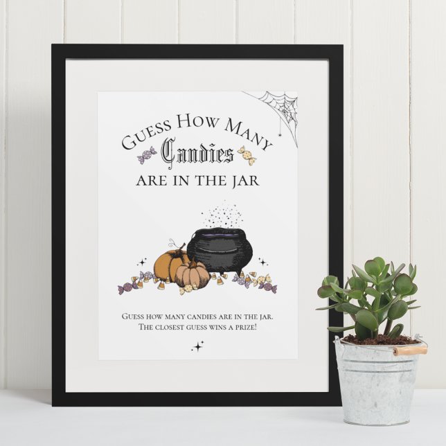 Affiche Goth Devinez combien de bonbons Baby shower jeu (Elegant & Whimsical Gothic Baby Shower Game Poster. Frame Not Included. Hand-Drawn Illustrations.)
