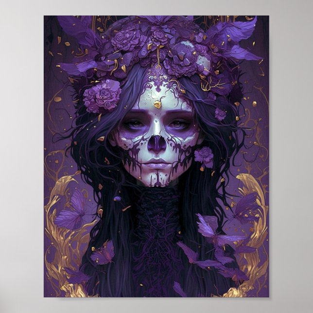 Affiche Goth Skull Woman Dark Imaginaire Art (Devant)