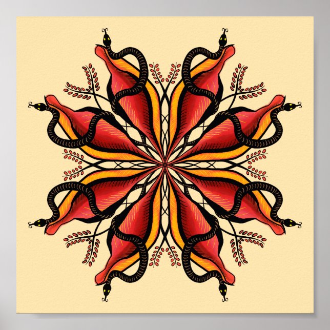 Affiche Goth Snakes Flower Tattoo Style (Devant)