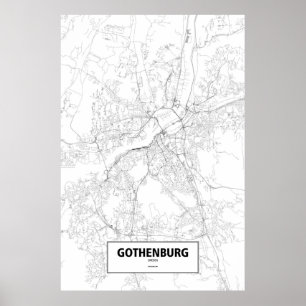 Affiche Gothenburg, Suède (noir sur le blanc)