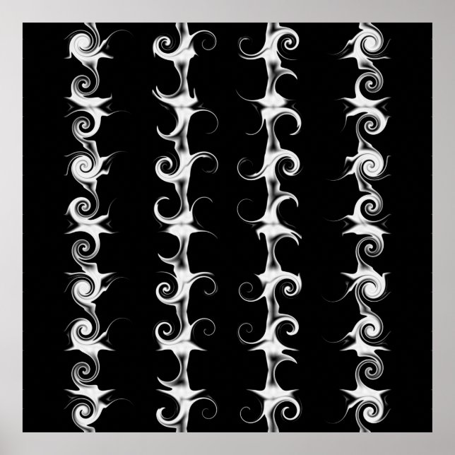 Affiche Gothic Black and White Linear Curlicue Pattern (Devant)